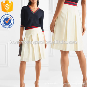 Grosgrain-trimmed Pleated Washed-silk Skirt Manufacture Wholesale Fashion Women Apparel (TA3033S)